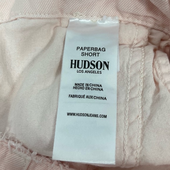 Hudson Jeans High Waisted Paperbag Shorts with Tie Belt Pea Linen Blend Pink 26 - Picture 8 of 14